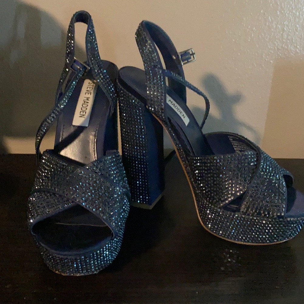 Steve Madden blue stone platform heels size 6